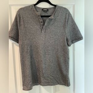 Express Gray Casual Button Down Shirt